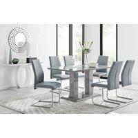 FurnitureboxUK Imperia Grey Modern High Gloss Dining Table & 6 Lorenzo Dining Chairs Set