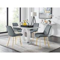 FurnitureboxUK Giovani 4 Grey Dining Table & 4 Pesaro Gold Leg Chairs