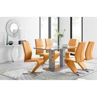 FurnitureboxUK Imperia 6 Grey Dining Table & 6 Willow Chairs in Mustard