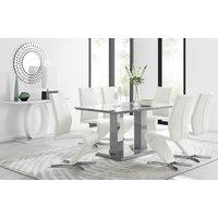 FurnitureboxUK Imperia 6 Grey Dining Table & 6 Willow Chairs in Off-White
