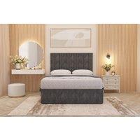 Somnior Alexas Tweed Fabric Divan Bed Set with Midnight Pocket Sprung Mattress & Headboard in Charcoal | Size: Super King