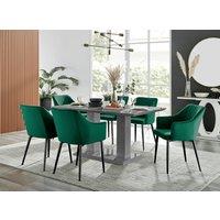 FurnitureboxUK Imperia High Gloss Grey Dining Table & 6 Calla Black Leg Chairs in Green
