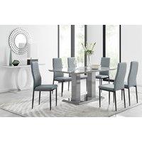 FurnitureboxUK Imperia 6 Grey Dining Table & 6 Milan Black Leg Chairs