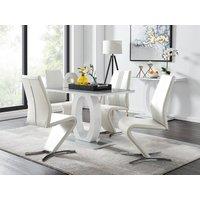 FurnitureboxUK Giovani Grey White Modern High Gloss & Glass Dining Table & 4 Willow Chairs Set in Off-White