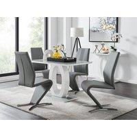 FurnitureboxUK Giovani Grey White Modern High Gloss & Glass Dining Table & 4 Willow Chairs Set