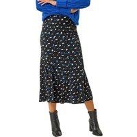 Roman Women's Geo Print Asymmetric A-Line Skirt in Black | Size: 14