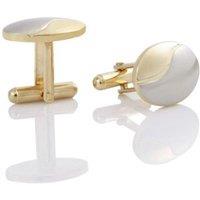 Charles William Men's Oval Cufflinks in Gold & Silver Combo with Twirl Design
