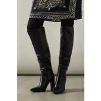 Kandi Faux Leather High Block Heel Pointed Over The Knee Boot