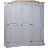 Berkfield Home Wardrobe Mexican Pine Corona Range 3 Doors Grey