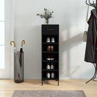 Berkfield Home Shoe Cabinet Black 30x35x105 cm Engineered Wood | Size: 30 x 35 x 105 cm
