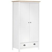 Berkfield Home 2-Door Wardrobe Hill White 89x50x170 cm Solid Pine Wood | Size: 89 x 50 x 170 cm