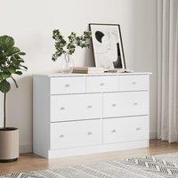 Berkfield Home Chest of Drawers ALTA White 112x35x73 cm Solid Wood Pine | Size: 112 x 35 x 73 cm