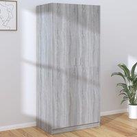 Berkfield Home Wardrobe Grey Sonoma 80x50x180 cm Engineered Wood | Size: 80 x 50 x 180 cm