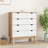 Berkfield Home Drawer Cabinet OTTA Brown&White 76.5x39.5x90cm Solid Wood Pine in White | Size: 76.5x39.5x90 cm