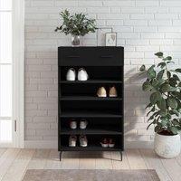Berkfield Home Shoe Cabinet Black 60x35x105 cm Engineered Wood | Size: 60 x 35 x 105 cm