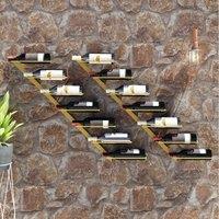 Berkfield Home Wall-mounted Wine Rack for 7 Bottles 2 pcs Gold Metal