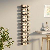 Berkfield Home Wall Mounted Wine Rack for 12 Bottles Gold Iron