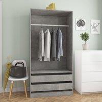 Berkfield Home Wardrobe Concrete Grey 100x50x200 cm Engineered Wood | Size: 100 x 50 x 200 cm