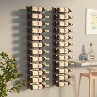 Berkfield Home Wall Mounted Wine Rack for 24 Bottles 2 pcs Gold Iron