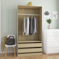 Berkfield Home Wardrobe Sonoma Oak 100x50x200 cm Engineered Wood in Brown | Size: 100 x 50 x 200 cm