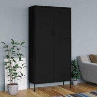 Berkfield Home Wardrobe Black 90x50x180 cm Steel | Size: 90 x 50 x 180 cm