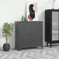 Berkfield Home Industrial Storage Chest Anthracite Steel in Black