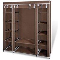 Berkfield Home Fabric Wardrobe with Compartments & Rods 45x150x176 cm Brown | Size: 45 x 150 x 176 cm