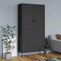 Berkfield Home Wardrobe Anthracite 90x50x180 cm Steel in Black | Size: 90 x 50 x 180 cm