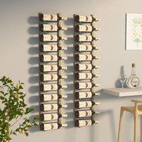 Berkfield Home Wall Mounted Wine Rack for 12 Bottles 2 pcs Gold Iron