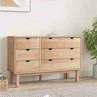 Berkfield Home Drawer Cabinet OTTA 111x43x73.5cm Solid Wood Pine in Brown | Size: 111x43x73.5 cm
