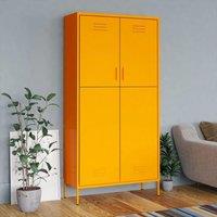 Berkfield Home Wardrobe Mustard Yellow 90x50x180 cm Steel | Size: 90 x 50 x 180 cm