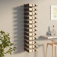 Berkfield Home Wall Mounted Wine Rack for 36 Bottles Gold Iron