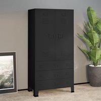 Berkfield Home Industrial Wardrobe Black 90x50x180 cm Metal | Size: 90 x 50 x 180 cm