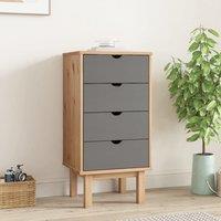 Berkfield Home Drawer Cabinet OTTA Brown&Grey 45x39x90cm Solid Wood Pine in Grey | Size: 45 x 39 x 90 cm