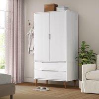 Berkfield Home Wardrobe MOLDE White 90x55x175 cm Solid Wood Pine | Size: 90 x 55 x 175 cm