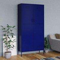 Berkfield Home Wardrobe Navy Blue 90x50x180 cm Steel | Size: 90 x 50 x 180 cm