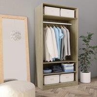 Berkfield Home Wardrobe Sonoma Oak 100x50x200 cm Engineered Wood in Brown | Size: 100 x 50 x 200 cm