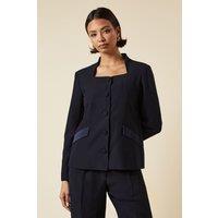 Dorothy Perkins Women's Satin Sweetheart Neckline Jacket in Navy | Size: 10