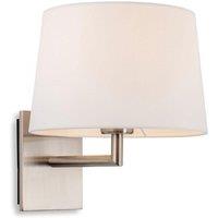 Netlighting Grand 1 Light Single Indoor Wall Light Brushed Steel Cream Shade E27 in Grey