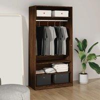 Berkfield Home Wardrobe Brown Oak 100x50x200 cm Engineered Wood | Size: 100 x 50 x 200 cm