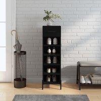 Berkfield Home Shoe Cabinet Black 30x35x105 cm Engineered Wood | Size: 30 x 35 x 105 cm