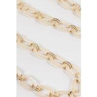 Sarta Women's Glossy Square Link Bag Strap Cream