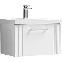 Balterley Wall Hung 1 Drawer Vanity Unit - Curved Basin 600mm, Satin White