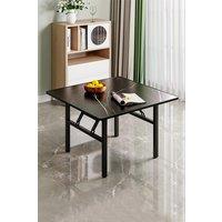 80cm Square Foldable Coffee Table with Marble Effect Top Low Dining Table