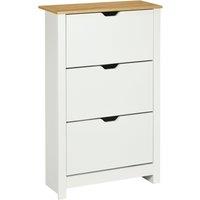 HOMCOM 18-Shoe Storage Cabinet 6 Shelves 3 Drawers Tabletop 4 Legs Modern White