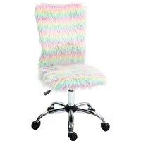HOMCOM Fluffy Makeup Vanity Chair with No Arm, Swivel Wheels, Multicolour | Size: Medium