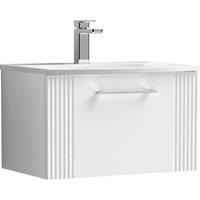 Balterley Wall Hung 1 Drawer Vanity Unit - Curved Basin 600mm, Satin White