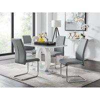 FurnitureboxUK Giovani Grey White Modern High Gloss & Glass Dining Table & 4 Lorenzo Chairs Set