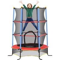HOMCOM Trampoline for Kids w/Enclosure Net Built-in Zipper 3-10 Year in Blue