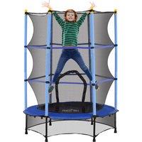 HOMCOM 4.6FT/75 Kids Trampoline with Safety Enclosure, Indoor Outdoor in Blue